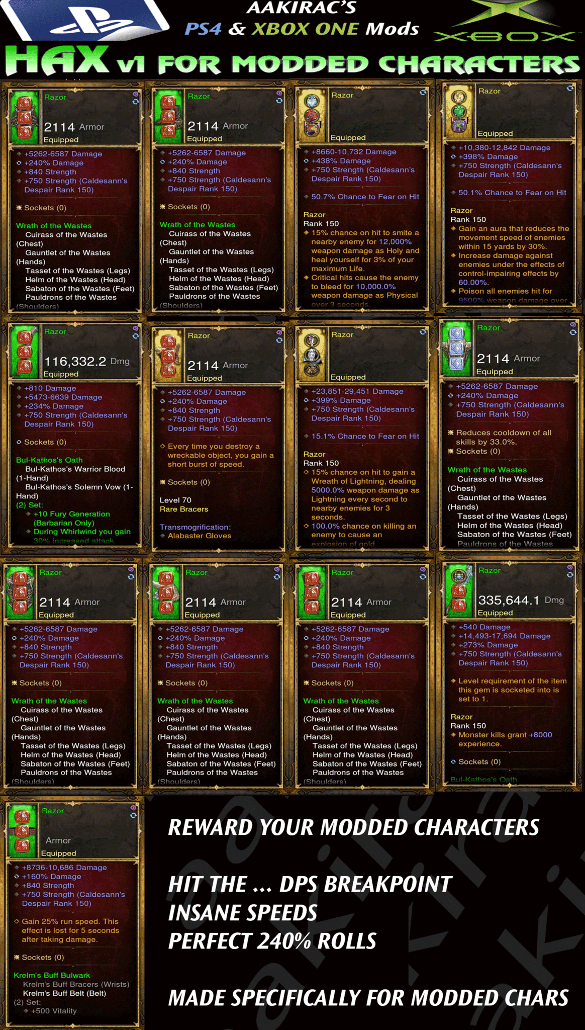 Hax v1 Waste Barbarian Razor - Diablo 3 Mods Store - Seasonal and non-seasonal - Modded Items and Gear for PlayStation 4, PlayStation 5, Nintendo Switch, and Xbox One