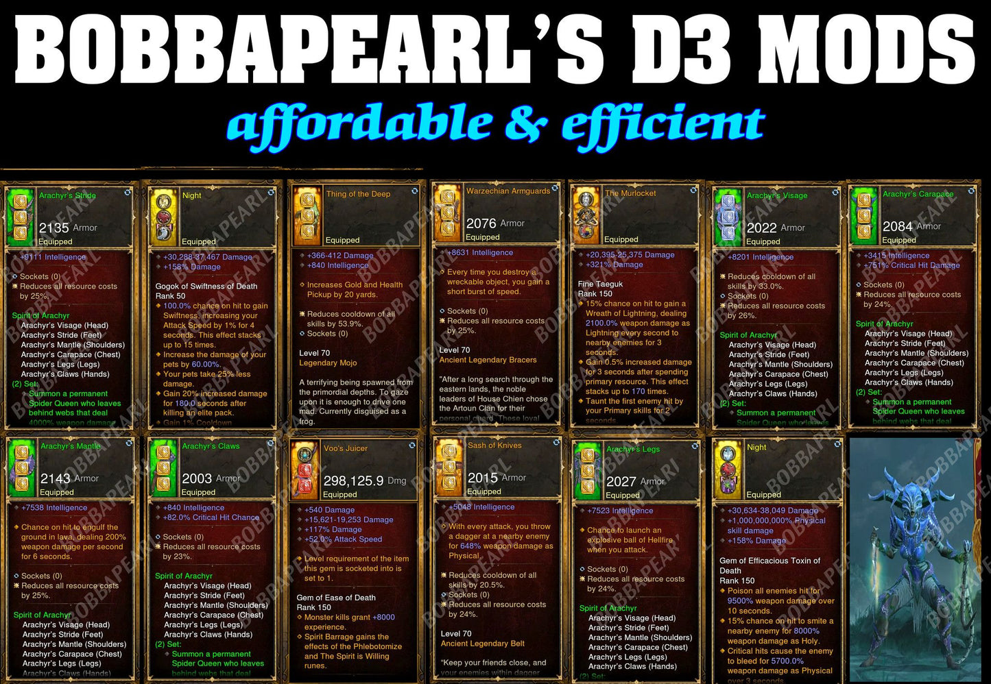 BobbaPearl's Anachyr Witch Doctor Set for GRIFT 150 #B2-Diablo 3 Mods - Playstation 4, Xbox One, Nintendo Switch