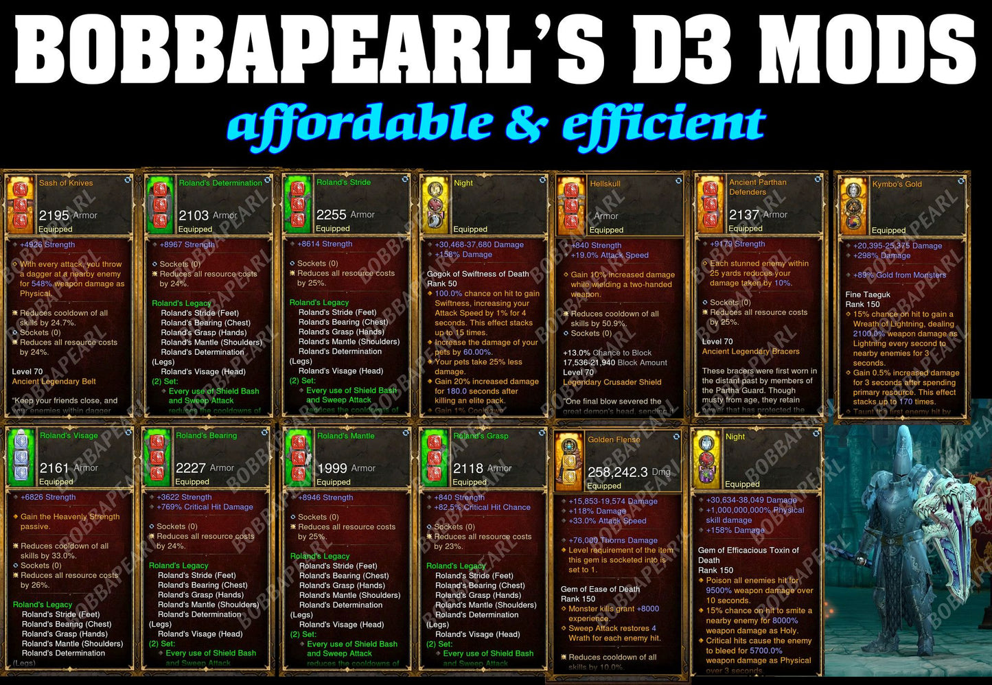 Bobbapearl's Roland's Crusader Set for GRIFT 150 #B7-Diablo 3 Mods - Playstation 4, Xbox One, Nintendo Switch