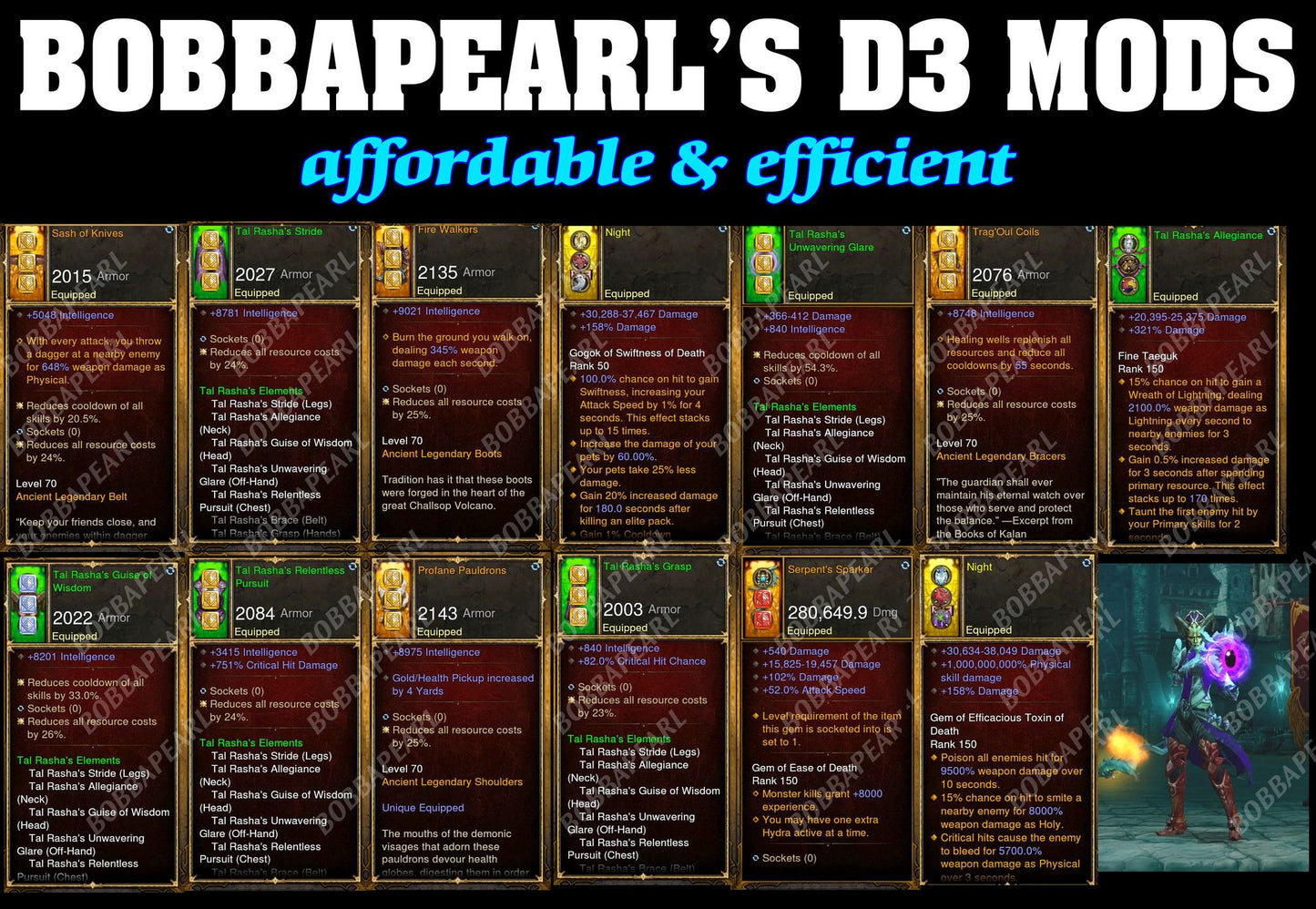 Bobbapearl's Tal Rasha Wizard Set for GRIFT 150 #B8-Diablo 3 Mods - Playstation 4, Xbox One, Nintendo Switch