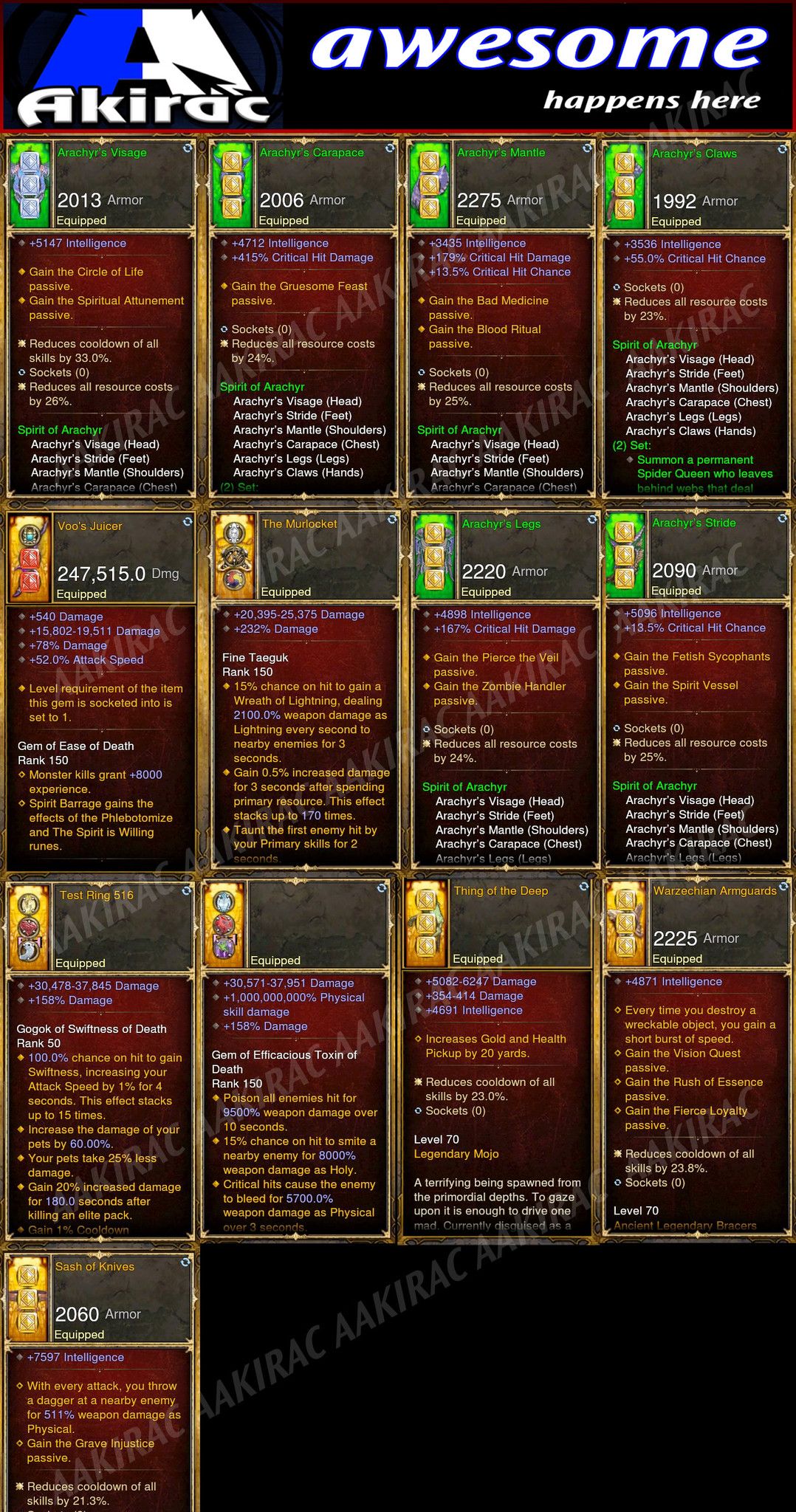 Affordable Anachyr Witch Doctor Set for GRIFT 150 - Diablo 3 Mods Store - Seasonal and non-seasonal - Modded Items and Gear for PlayStation 4, PlayStation 5, Nintendo Switch, and Xbox One