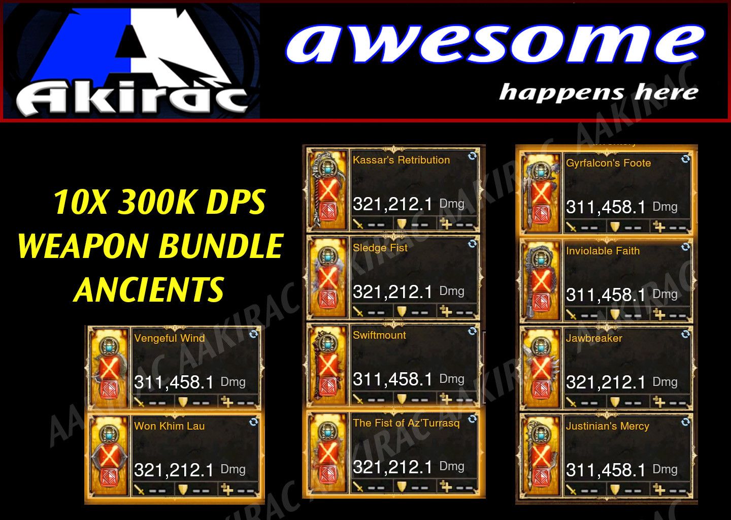 10x 300k+ Legendary Modded Weapon Bundle #2-Diablo 3 Mods - Playstation 4, Xbox One, Nintendo Switch