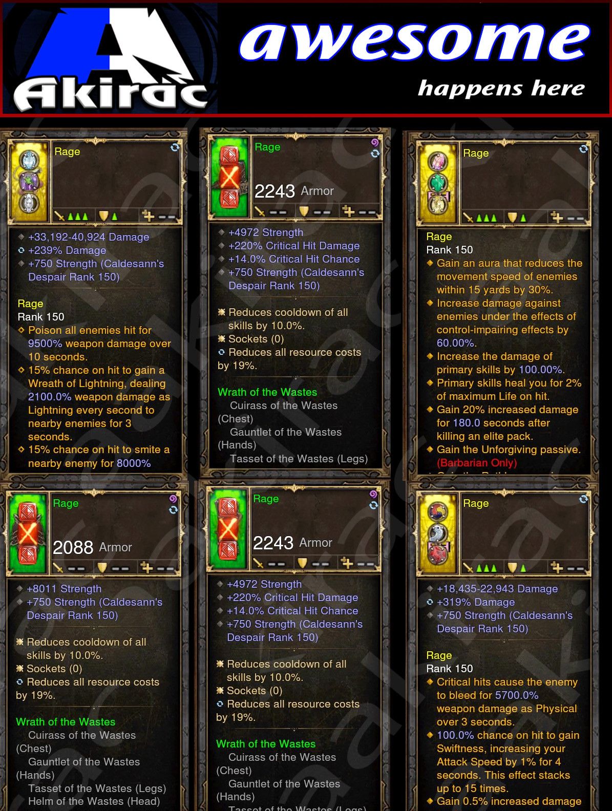 Diablo 3 Immortal v2 Waste Barbarian Modded Set for Rift 150 Rage - Diablo 3 Mods Store - Seasonal and non-seasonal - Modded Items and Gear for PlayStation 4, PlayStation 5, Nintendo Switch, and Xbox One