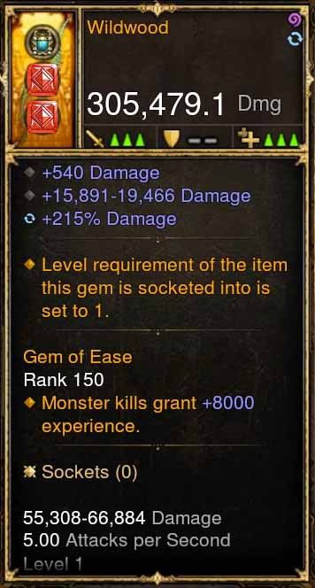 WildWood 305k Actual DPS Modded Weapon - Diablo 3 Mods Store - Seasonal and non-seasonal - Modded Items and Gear for PlayStation 4, PlayStation 5, Nintendo Switch, and Xbox One