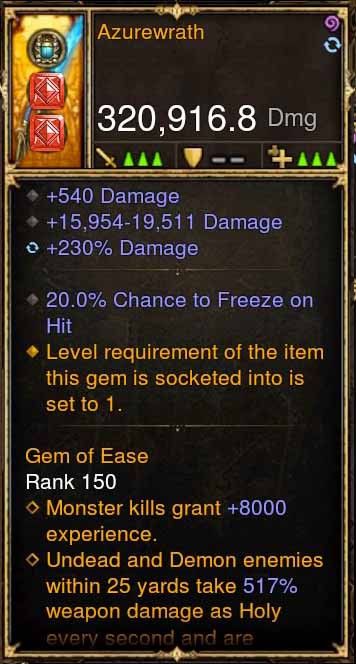Azurwrath 320k Actual DPS Modded Weapon - Diablo 3 Mods Store - Seasonal and non-seasonal - Modded Items and Gear for PlayStation 4, PlayStation 5, Nintendo Switch, and Xbox One