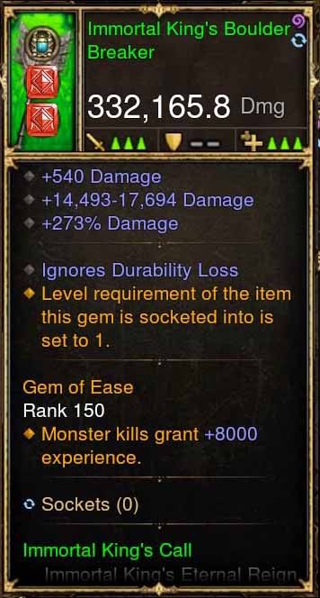 Diablo 3 Immortal King's Boulder Breaker 332k Actual DPS Modded Weapon - Diablo 3 Mods Store - Seasonal and non-seasonal - Modded Items and Gear for PlayStation 4, PlayStation 5, Nintendo Switch, and Xbox One