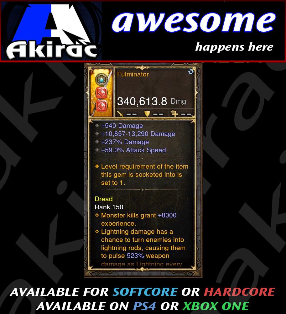 Fulminator Sword 340k Modded Weapon - Diablo 3 Mods Store - Seasonal and non-seasonal - Modded Items and Gear for PlayStation 4, PlayStation 5, Nintendo Switch, and Xbox One