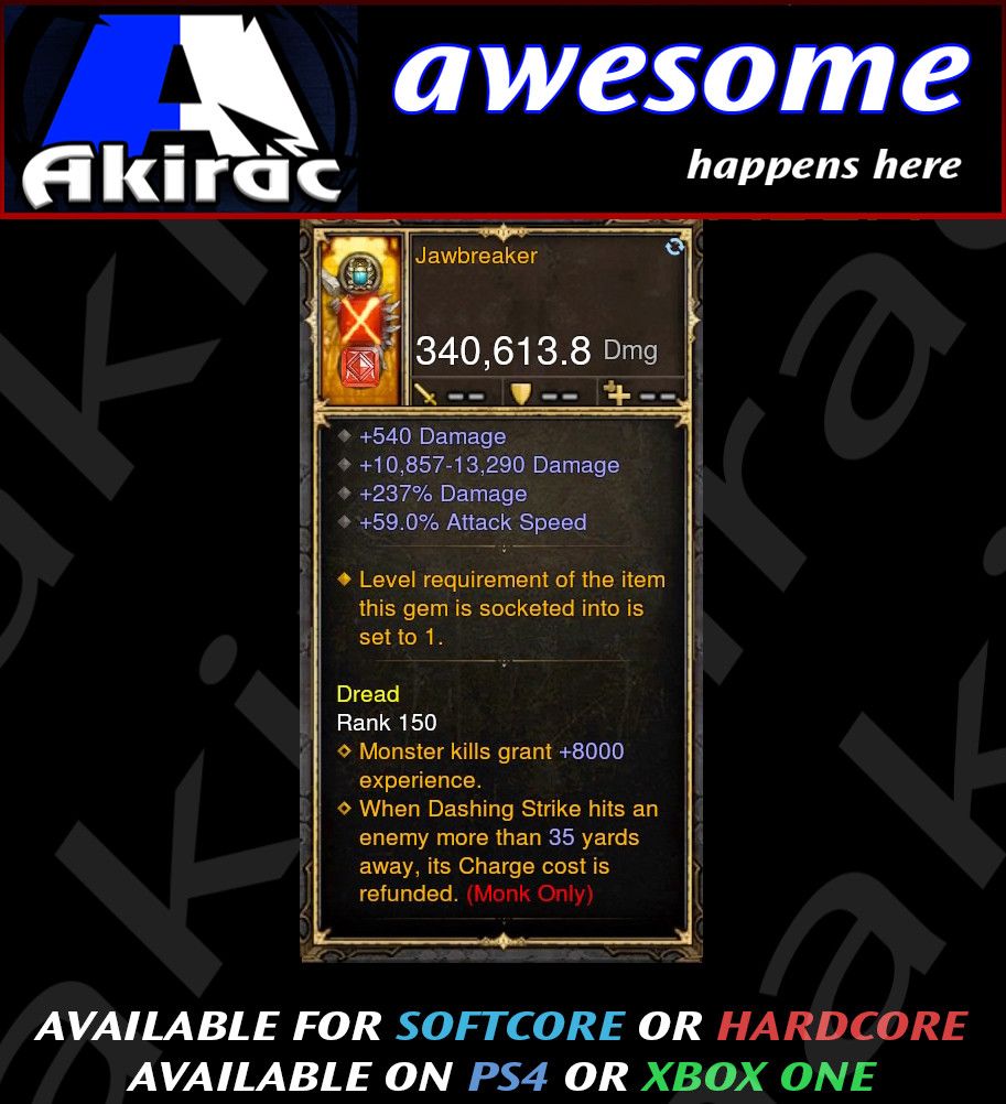 Jaw Breaker Fist 340k Modded Weapon - Diablo 3 Mods Store - Seasonal and non-seasonal - Modded Items and Gear for PlayStation 4, PlayStation 5, Nintendo Switch, and Xbox One