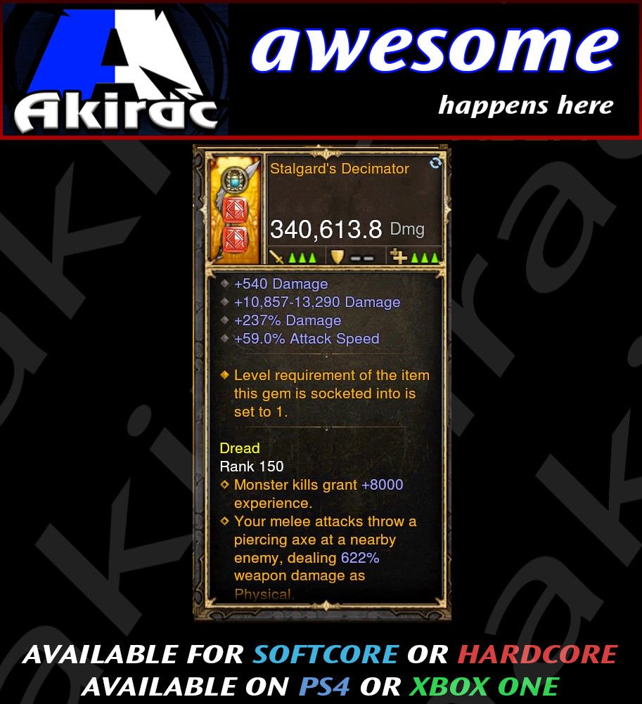 Stalgard's Decimator Sword 340k Modded Weapon - Diablo 3 Mods Store - Seasonal and non-seasonal - Modded Items and Gear for PlayStation 4, PlayStation 5, Nintendo Switch, and Xbox One