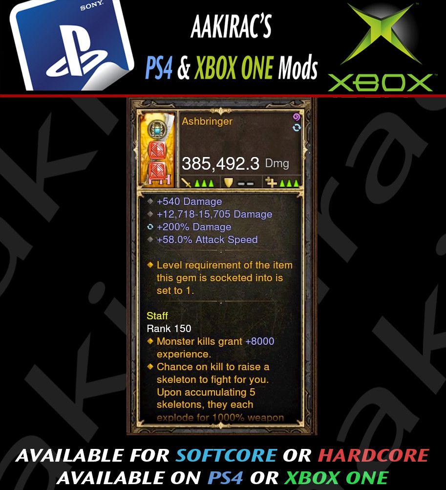 Ashbringer RARE UNCORRUPTED 385k Sword Modded Weapon - Diablo 3 Mods Store - Seasonal and non-seasonal - Modded Items and Gear for PlayStation 4, PlayStation 5, Nintendo Switch, and Xbox One