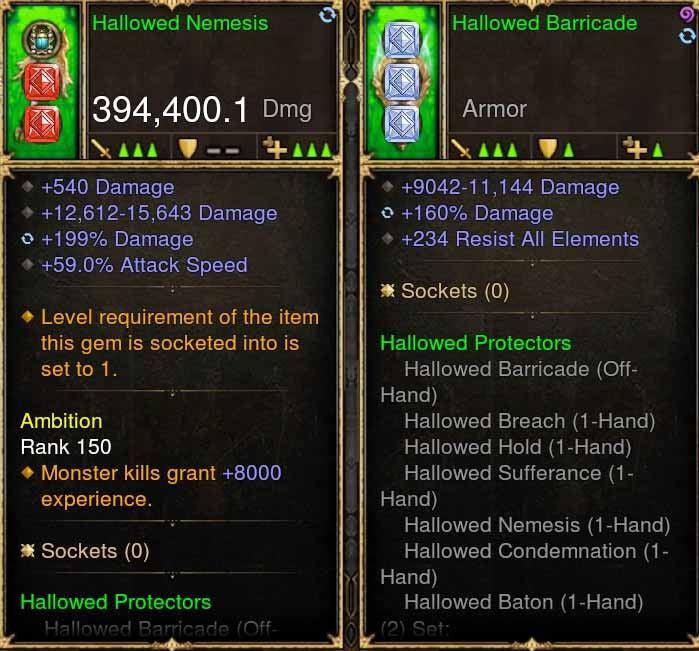 Hallowed Protectors 394k Modded Weapon + Shield - Diablo 3 Mods Store - Seasonal and non-seasonal - Modded Items and Gear for PlayStation 4, PlayStation 5, Nintendo Switch, and Xbox One
