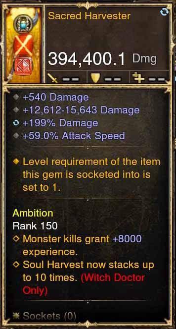 Sacred Harvester 394k Modded Weapon - Diablo 3 Mods Store - Seasonal and non-seasonal - Modded Items and Gear for PlayStation 4, PlayStation 5, Nintendo Switch, and Xbox One