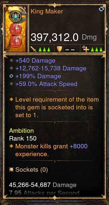 King Maker 397k Modded Weapon - Diablo 3 Mods Store - Seasonal and non-seasonal - Modded Items and Gear for PlayStation 4, PlayStation 5, Nintendo Switch, and Xbox One