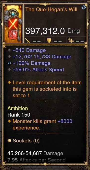The Que-Hegans Will 397k Modded Weapon - Diablo 3 Mods Store - Seasonal and non-seasonal - Modded Items and Gear for PlayStation 4, PlayStation 5, Nintendo Switch, and Xbox One