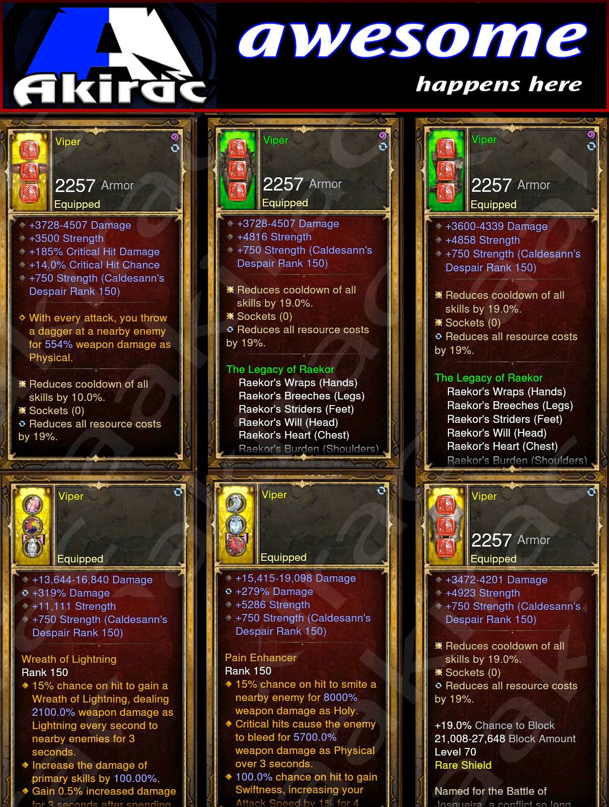 Diablo 3 Immortal v1 Raekor Barbarian Modded Set for Rift 150 Viper - Diablo 3 Mods Store - Seasonal and non-seasonal - Modded Items and Gear for PlayStation 4, PlayStation 5, Nintendo Switch, and Xbox One