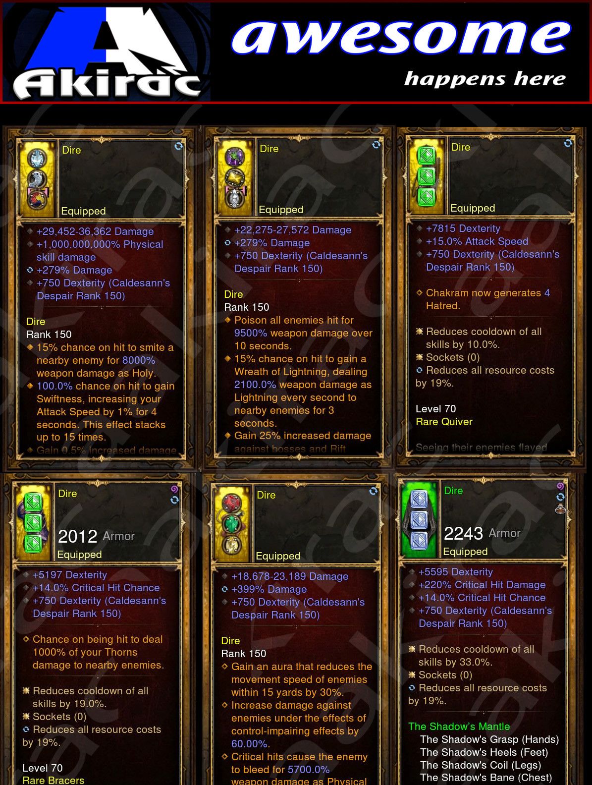 Diablo 3 Immortal v2 Shadow Mantle Demon Hunter Modded Set for Rift 150 Dire - Diablo 3 Mods Store - Seasonal and non-seasonal - Modded Items and Gear for PlayStation 4, PlayStation 5, Nintendo Switch, and Xbox One