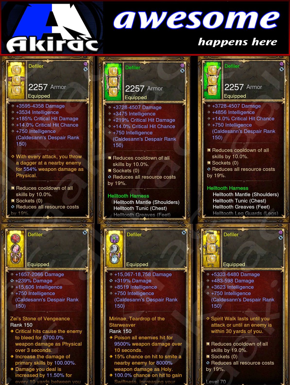 Diablo 3 Immortal v1 Helltooth Witch Doctor Modded Set for Rift 150 Defiler - Diablo 3 Mods Store - Seasonal and non-seasonal - Modded Items and Gear for PlayStation 4, PlayStation 5, Nintendo Switch, and Xbox One