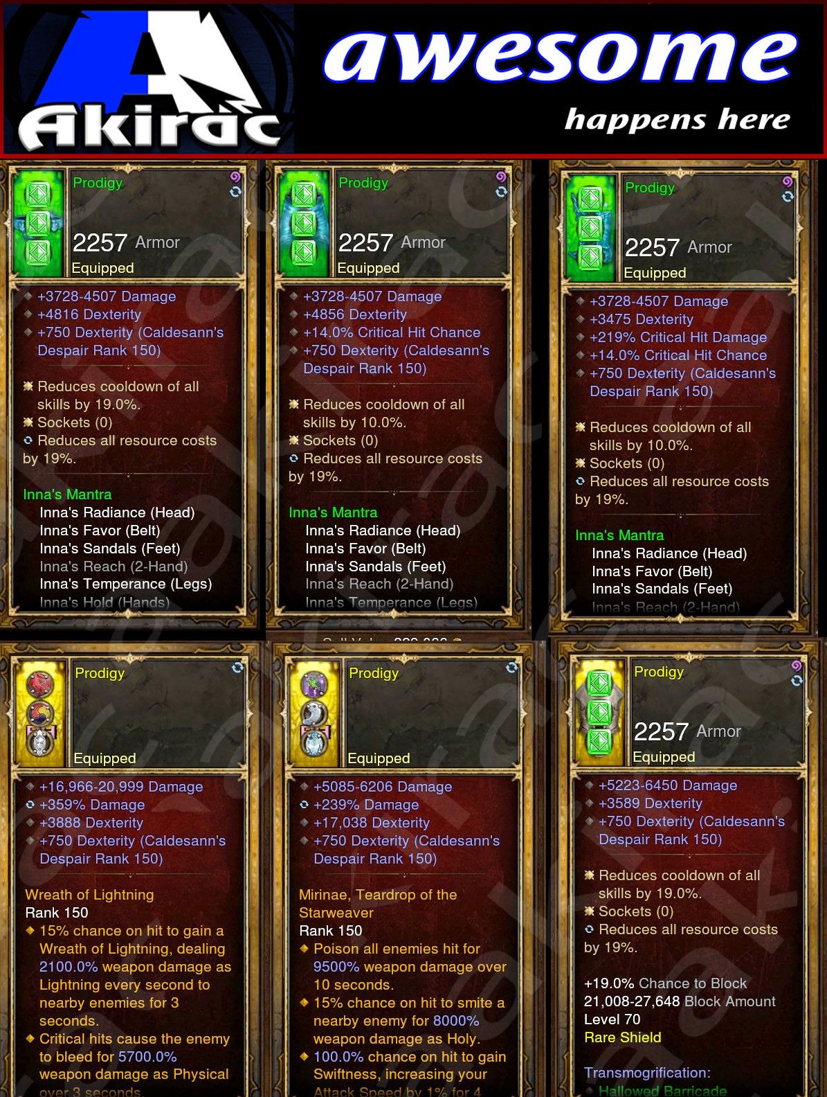 Diablo 3 Immortal v1 Inna's Monk Modded Set for Rift 150 Prodigy - Diablo 3 Mods Store - Seasonal and non-seasonal - Modded Items and Gear for PlayStation 4, PlayStation 5, Nintendo Switch, and Xbox One
