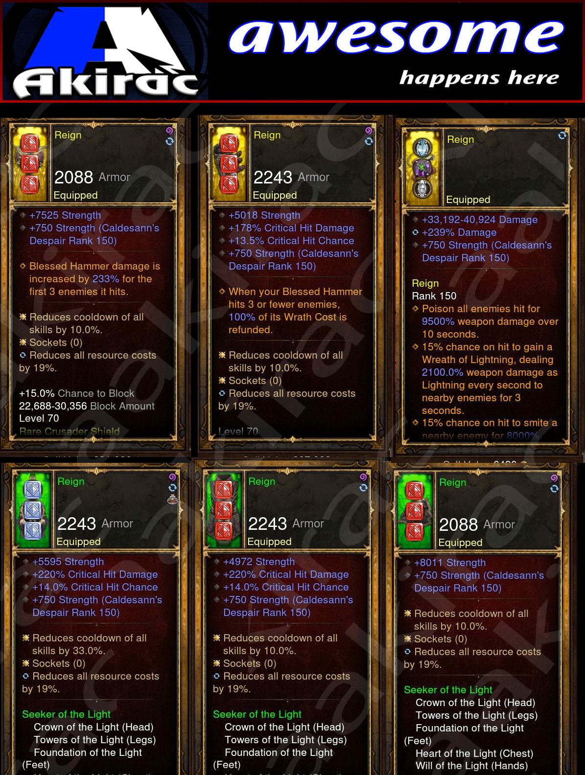 Diablo 3 Immortal v2 Light Crusader Modded Set for Rift 150 Reign - Diablo 3 Mods Store - Seasonal and non-seasonal - Modded Items and Gear for PlayStation 4, PlayStation 5, Nintendo Switch, and Xbox One