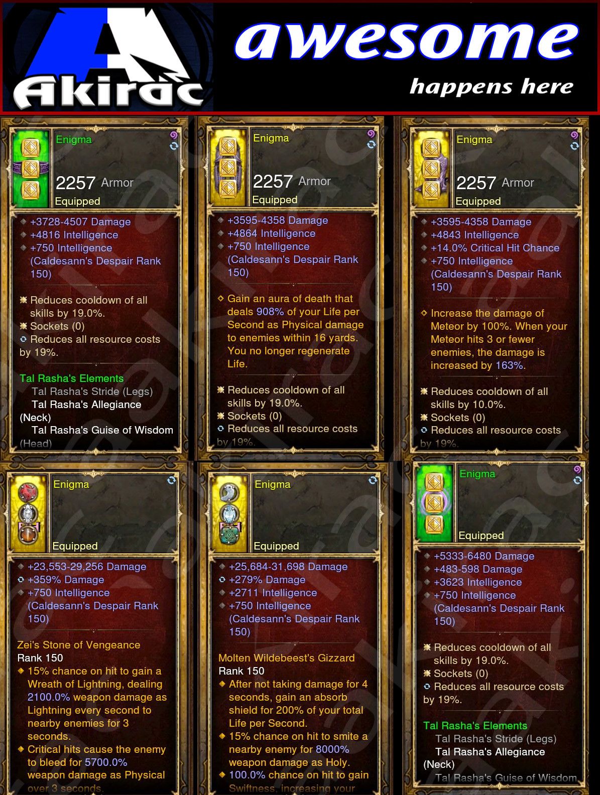 Diablo 3 Immortal v1 Tal Rasha Wizard Set for Rift 80-130 Enigma - Diablo 3 Mods Store - Seasonal and non-seasonal - Modded Items and Gear for PlayStation 4, PlayStation 5, Nintendo Switch, and Xbox One