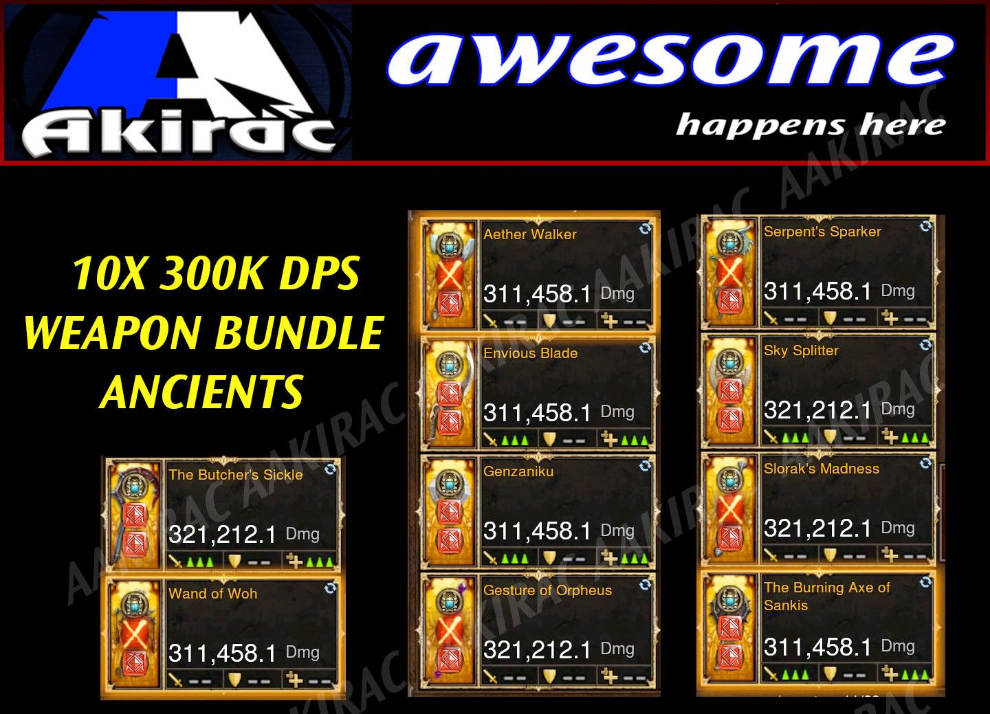 10x 300k+ Legendary Modded Weapon Bundle #4-Diablo 3 Mods - Playstation 4, Xbox One, Nintendo Switch