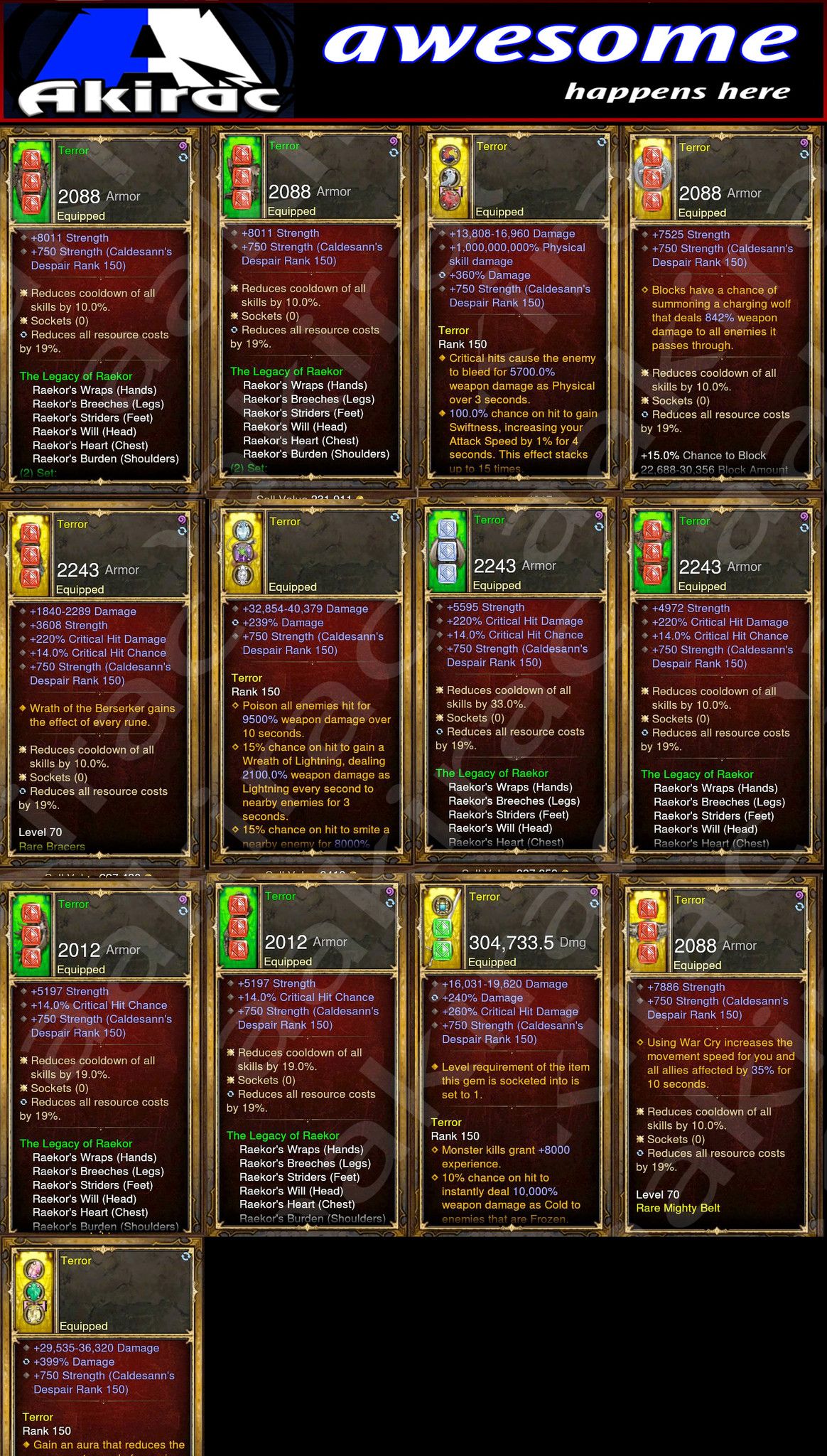 Diablo 3 Immortal v3 Raekor's Barbarian Modded Set for Rift 150 Terror - Diablo 3 Mods Store - Seasonal and non-seasonal - Modded Items and Gear for PlayStation 4, PlayStation 5, Nintendo Switch, and Xbox One