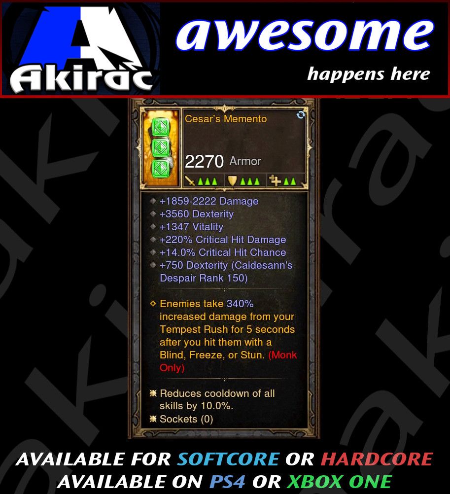 Cesar's Memento Bracers Modded - Diablo 3 Mods Store - Seasonal and non-seasonal - Modded Items and Gear for PlayStation 4, PlayStation 5, Nintendo Switch, and Xbox One