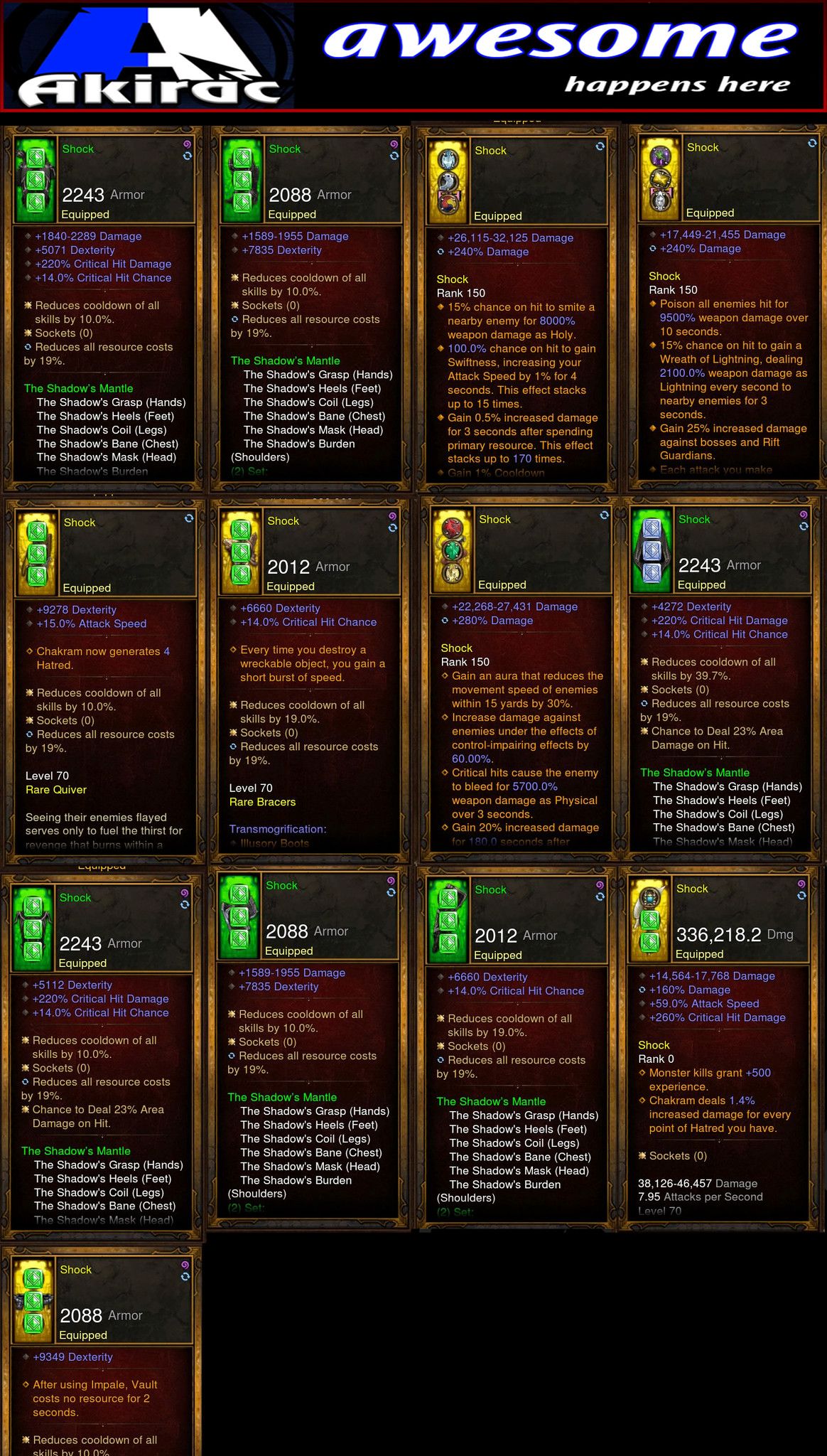 Shock v1 Shadow Mantle Demon Hunter Set for Rift Climbing - Diablo 3 Mods Store - Seasonal and non-seasonal - Modded Items and Gear for PlayStation 4, PlayStation 5, Nintendo Switch, and Xbox One