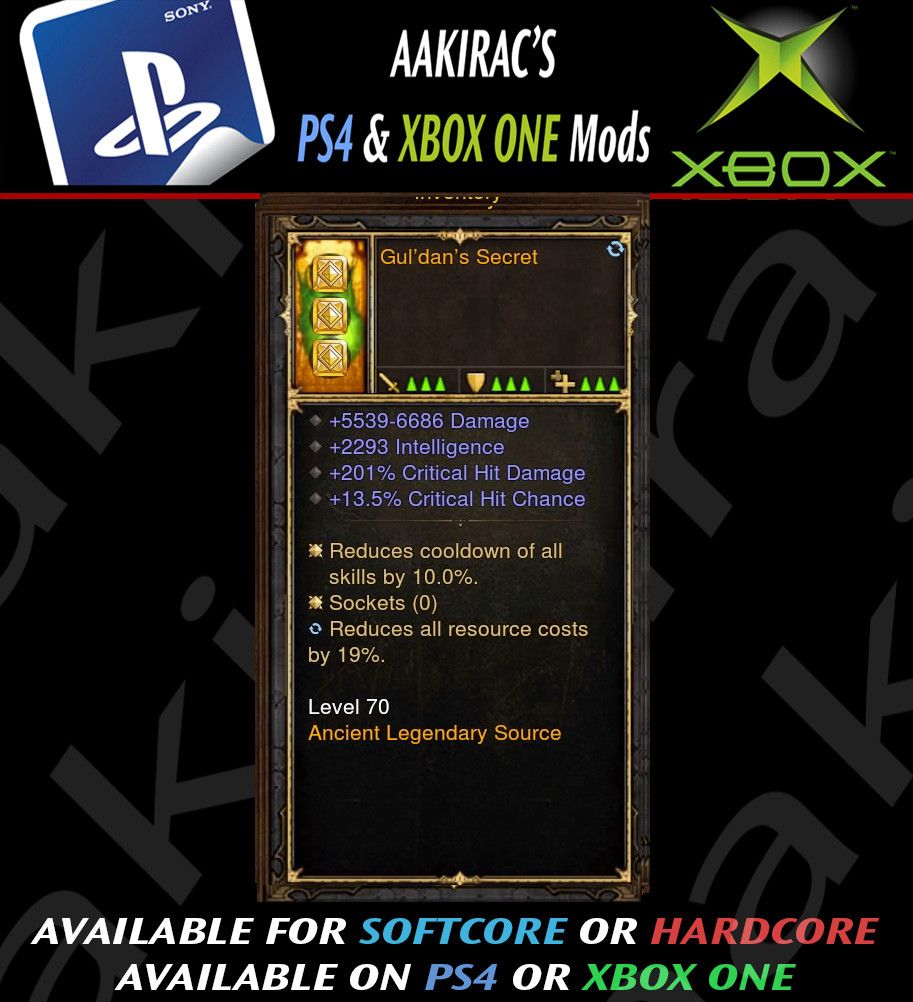Guldan's Secret Mojo Offhand Modded - Diablo 3 Mods Store - Seasonal and non-seasonal - Modded Items and Gear for PlayStation 4, PlayStation 5, Nintendo Switch, and Xbox One