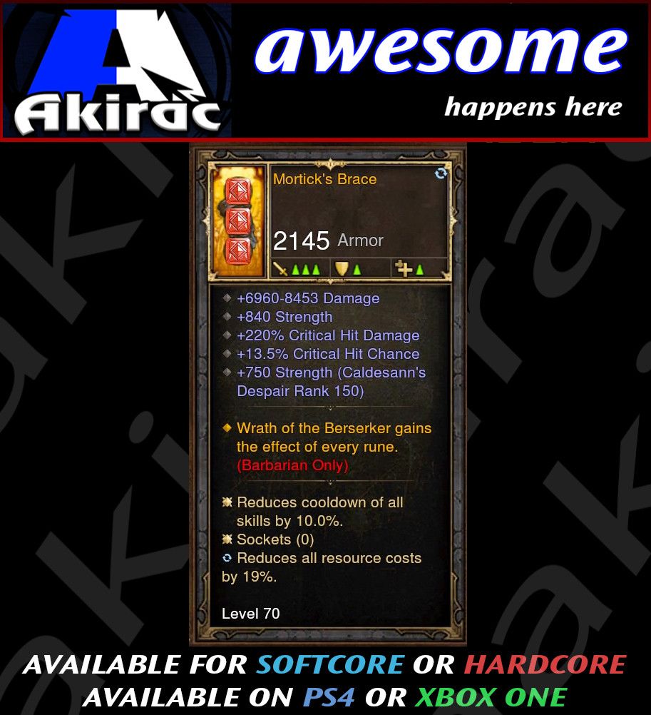 Mortick's Brace Bracers Modded - Diablo 3 Mods Store - Seasonal and non-seasonal - Modded Items and Gear for PlayStation 4, PlayStation 5, Nintendo Switch, and Xbox One