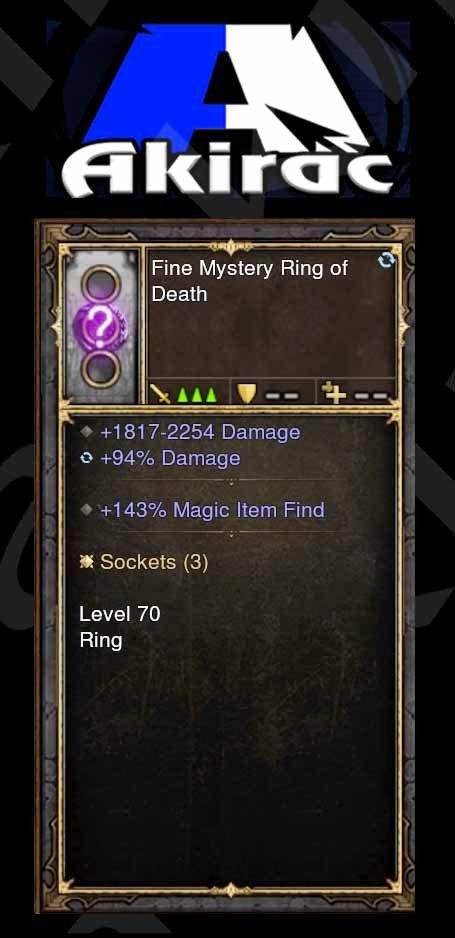 Kadala's Mystery Modded Ring 143% Magic Find, 94% Damage (Unsocketed, White) - Diablo 3 Mods Store - Seasonal and non-seasonal - Modded Items and Gear for PlayStation 4, PlayStation 5, Nintendo Switch, and Xbox One