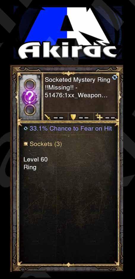 Kadala's Mystery Modded Ring 33% Fear on Hit (Unsocketed, White) - Diablo 3 Mods Store - Seasonal and non-seasonal - Modded Items and Gear for PlayStation 4, PlayStation 5, Nintendo Switch, and Xbox One