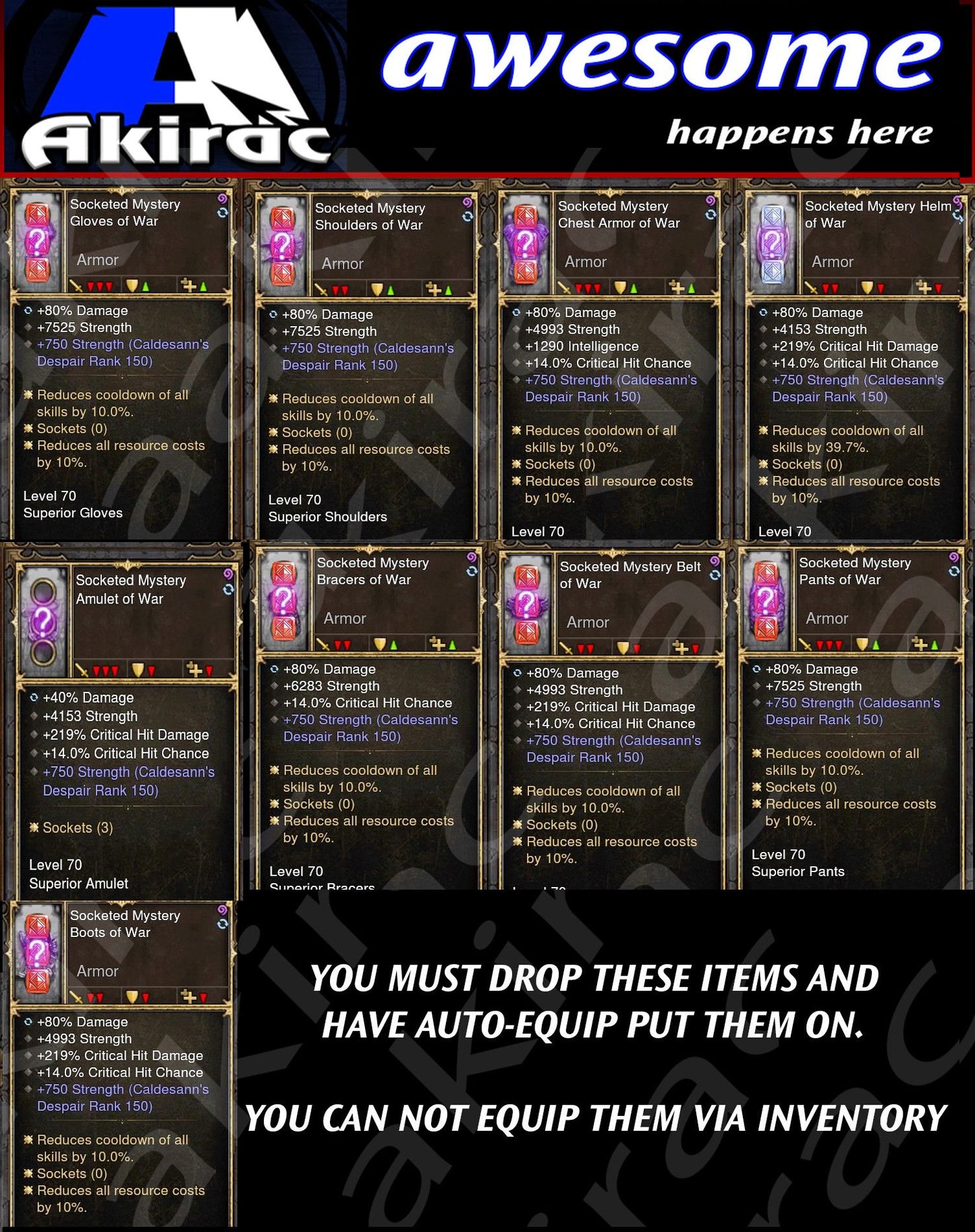 Kadala's Mystery Items Bundle (9x Modded, White) - Diablo 3 Mods Store - Seasonal and non-seasonal - Modded Items and Gear for PlayStation 4, PlayStation 5, Nintendo Switch, and Xbox One