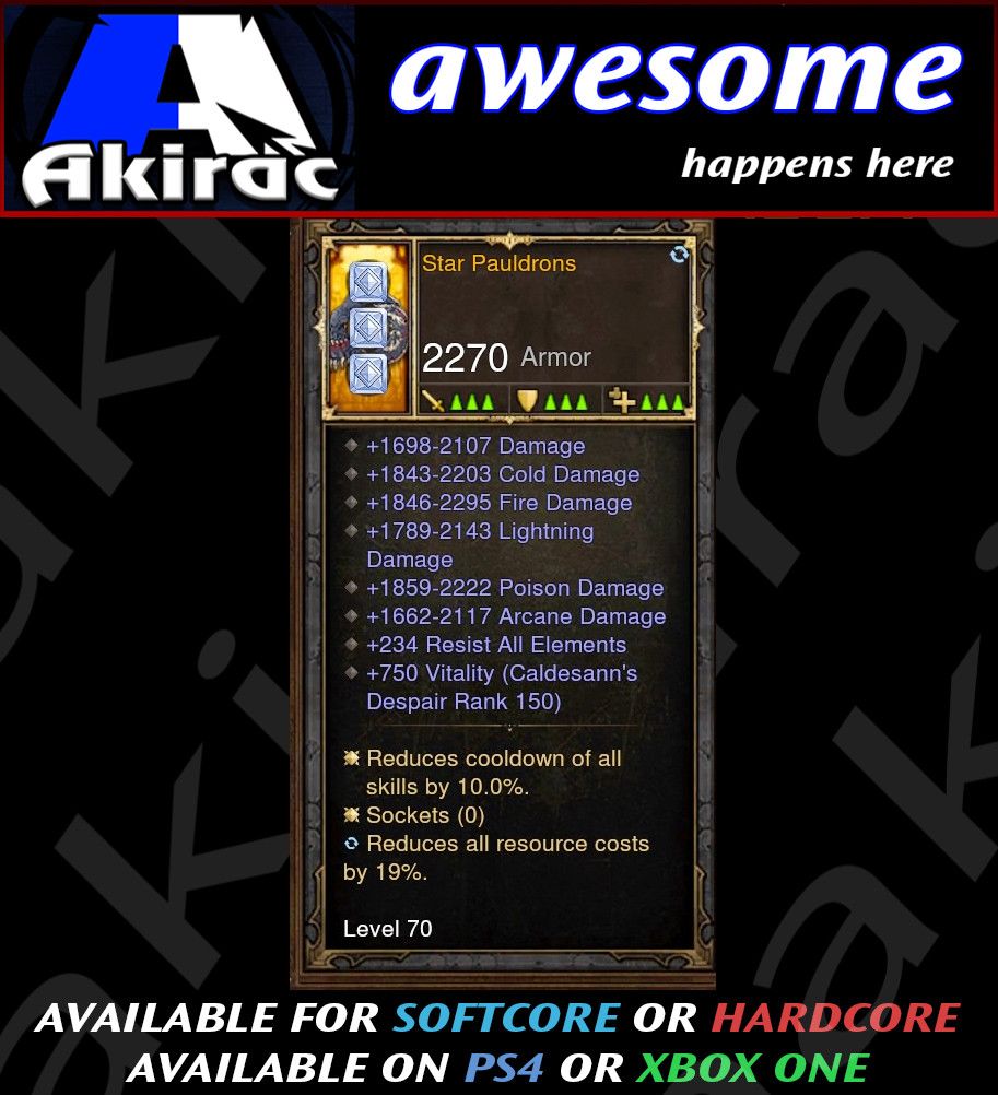 Star Pauldrons Shoulders Modded - Diablo 3 Mods Store - Seasonal and non-seasonal - Modded Items and Gear for PlayStation 4, PlayStation 5, Nintendo Switch, and Xbox One