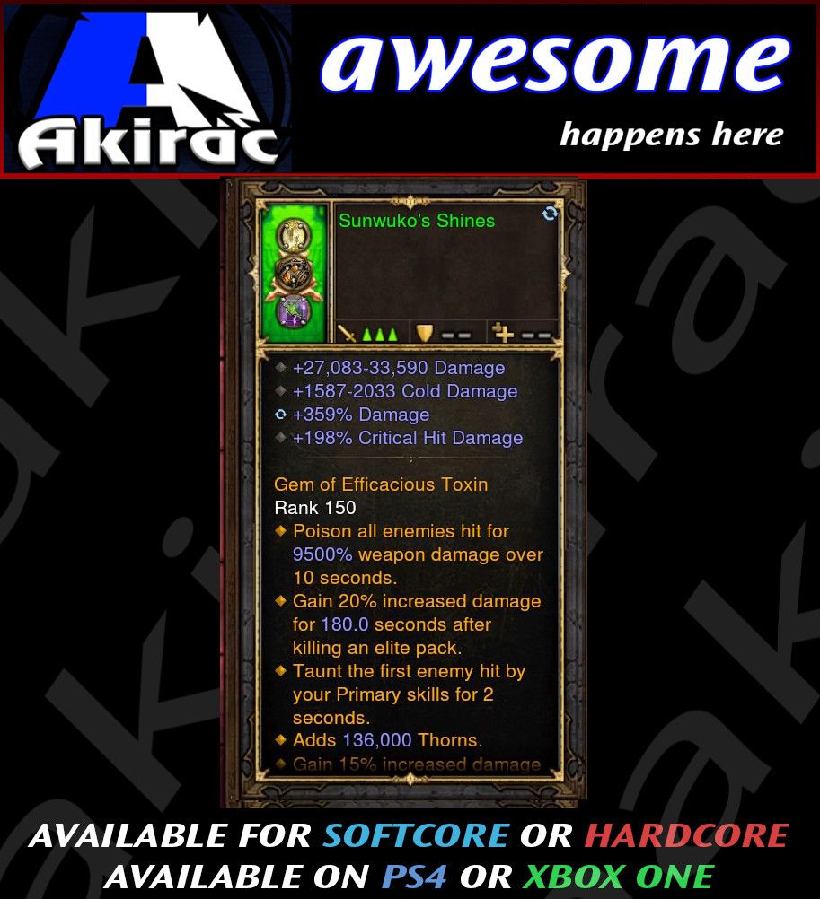 Sunwuko's Shines 359% Damage Modded Amulet - Diablo 3 Mods Store - Seasonal and non-seasonal - Modded Items and Gear for PlayStation 4, PlayStation 5, Nintendo Switch, and Xbox One