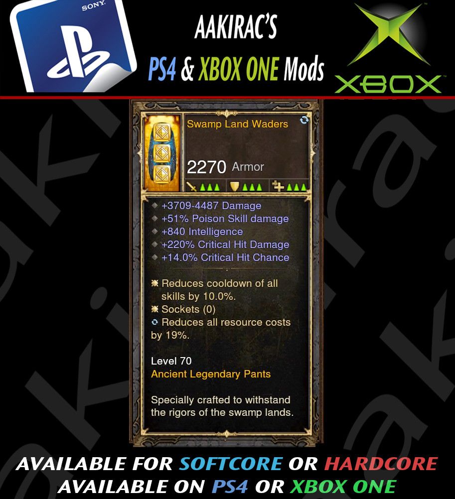 Swamp Land Waders Pants Modded - Diablo 3 Mods Store - Seasonal and non-seasonal - Modded Items and Gear for PlayStation 4, PlayStation 5, Nintendo Switch, and Xbox One