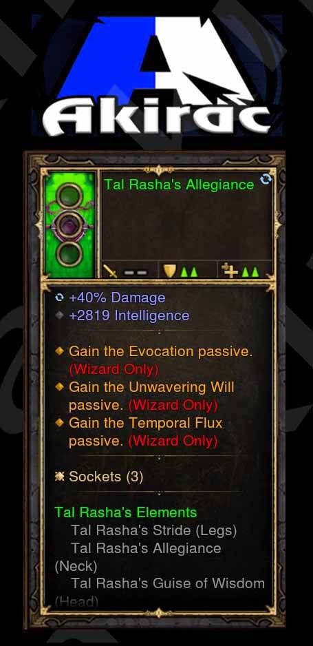 Tal Rasha's Allegiance 40% Damage, +3 Passives (Unsocketed) Modded Amulet - Diablo 3 Mods Store - Seasonal and non-seasonal - Modded Items and Gear for PlayStation 4, PlayStation 5, Nintendo Switch, and Xbox One