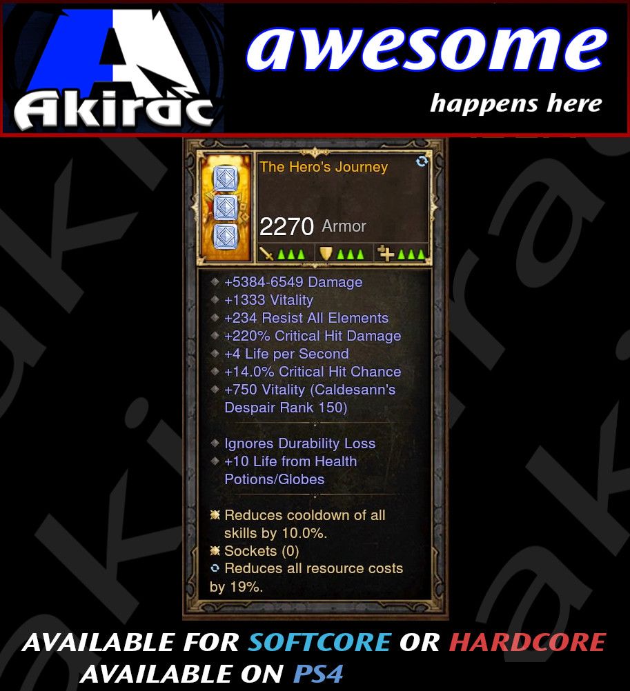 The Heroes Journey Shoulders Modded - Diablo 3 ROS PS4 - Diablo 3 Mods Store - Seasonal and non-seasonal - Modded Items and Gear for PlayStation 4, PlayStation 5, Nintendo Switch, and Xbox One