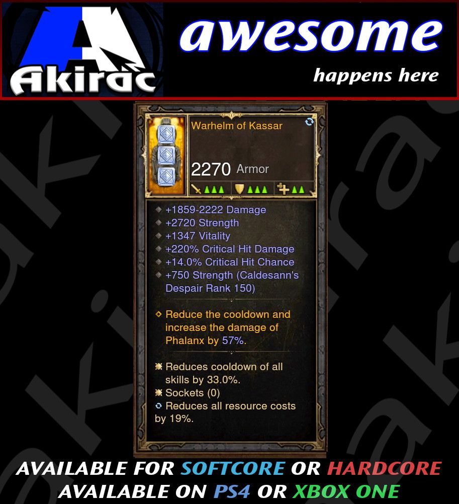 Ps4 Diablo 3 Mods Xbox One - Warhelm of Kassar Rare Helm Modded - Diablo 3 Mods Store - Seasonal and non-seasonal - Modded Items and Gear for PlayStation 4, PlayStation 5, Nintendo Switch, and Xbox One