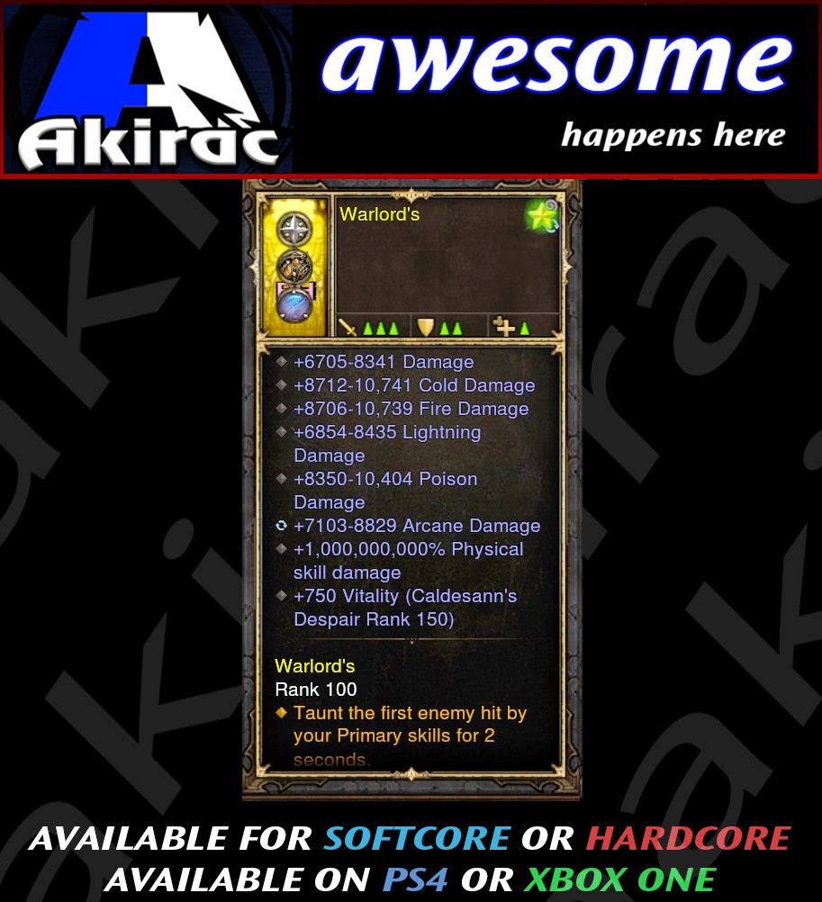 1000000000% Damage Modded Ring with Elemental Damage Warlords - Diablo 3 Mods Store - Seasonal and non-seasonal - Modded Items and Gear for PlayStation 4, PlayStation 5, Nintendo Switch, and Xbox One