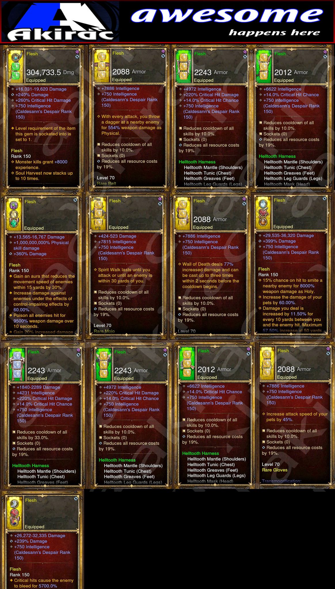 Diablo 3 Immortal v3 Helltooth Witch Doctor Modded Set for Rift 150 Flesh - Diablo 3 Mods Store - Seasonal and non-seasonal - Modded Items and Gear for PlayStation 4, PlayStation 5, Nintendo Switch, and Xbox One