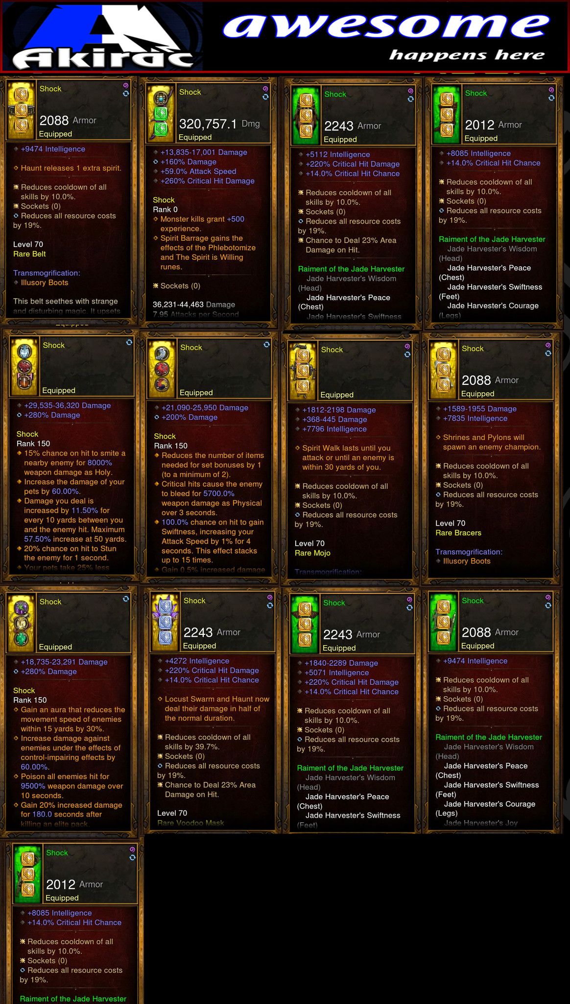 Shock v1 Jade Witch Doctor Set for Rift Climbing - Diablo 3 Mods Store - Seasonal and non-seasonal - Modded Items and Gear for PlayStation 4, PlayStation 5, Nintendo Switch, and Xbox One