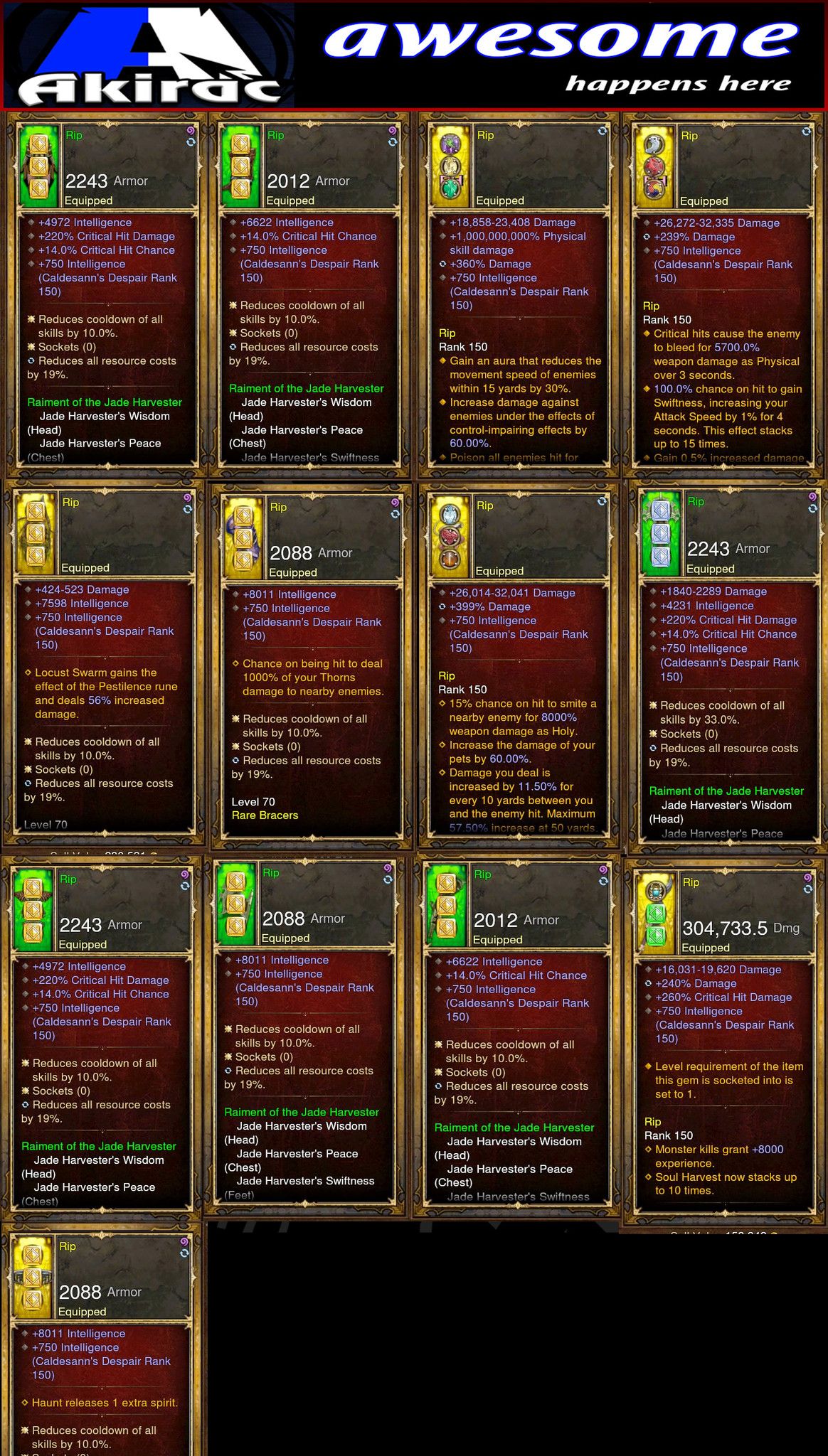 Diablo 3 Immortal v3 Jade Witch Doctor Modded Set for Rift 150 RIP - Diablo 3 Mods Store - Seasonal and non-seasonal - Modded Items and Gear for PlayStation 4, PlayStation 5, Nintendo Switch, and Xbox One