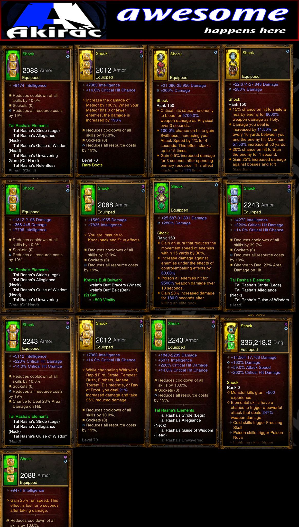 Shock v1 Tal Rasha Wizard Set for Rift Climbing - Diablo 3 Mods Store - Seasonal and non-seasonal - Modded Items and Gear for PlayStation 4, PlayStation 5, Nintendo Switch, and Xbox One