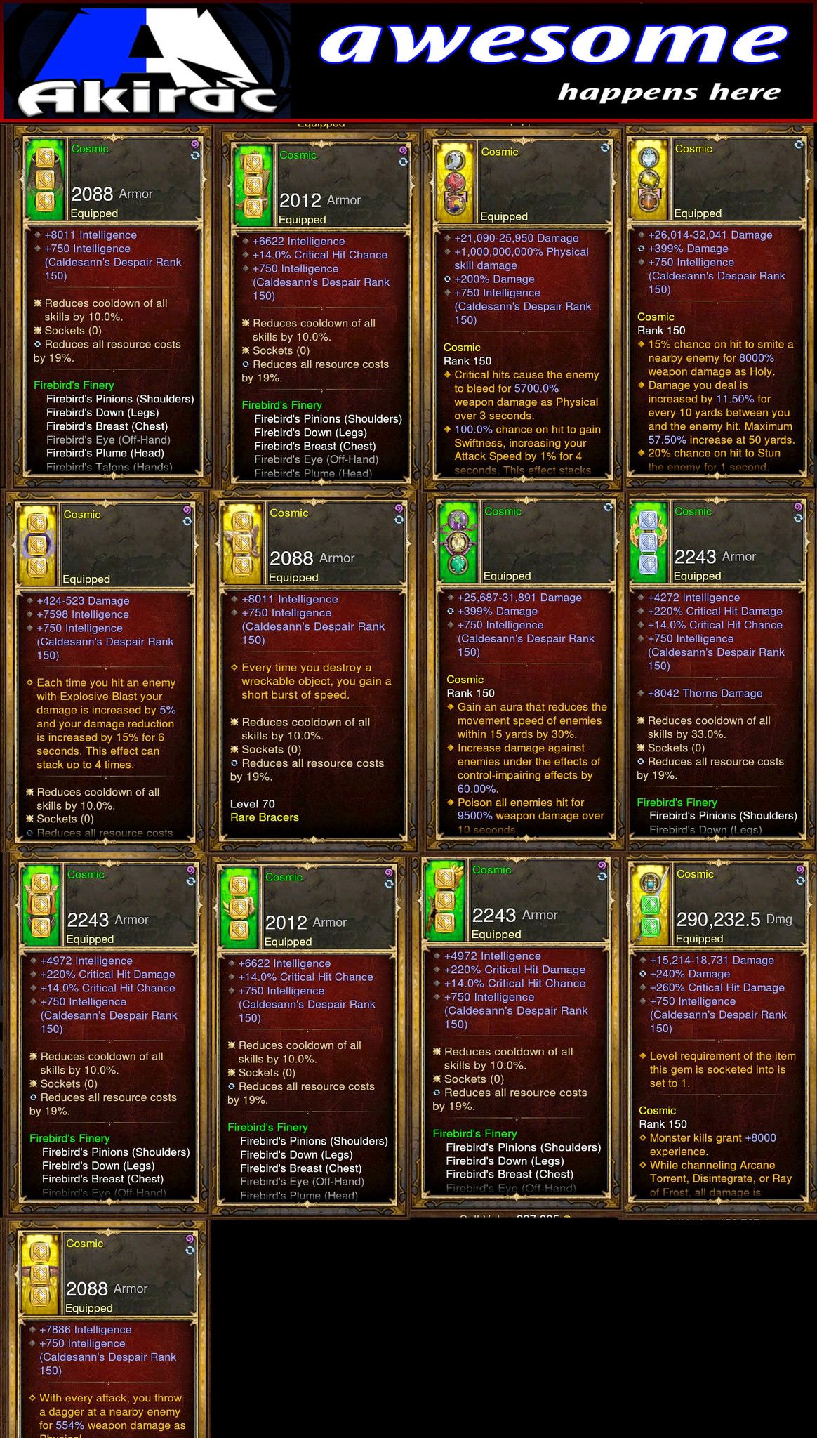 Diablo 3 Immortal v3 Firebird Wizard Modded Set for Rift 150 Cosmic - Diablo 3 Mods Store - Seasonal and non-seasonal - Modded Items and Gear for PlayStation 4, PlayStation 5, Nintendo Switch, and Xbox One