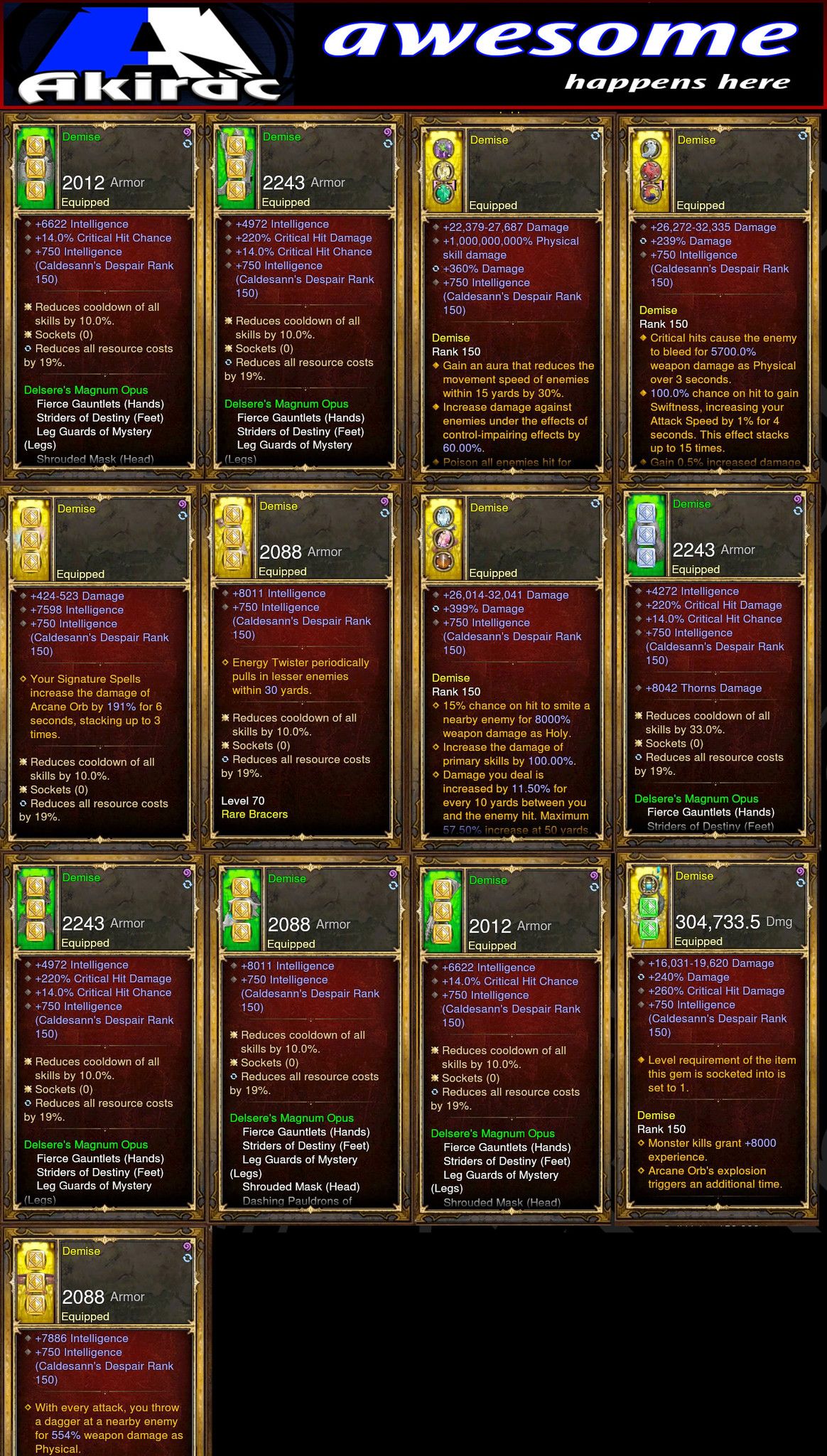 Diablo 3 Immortal v3 Magnum Opus Wizard Modded Set for Rift 150 Demise - Diablo 3 Mods Store - Seasonal and non-seasonal - Modded Items and Gear for PlayStation 4, PlayStation 5, Nintendo Switch, and Xbox One