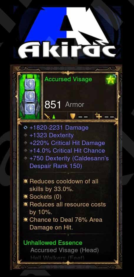 Custom PS4: Accursed Visage 220% CHD, 14% Crit, 76% Area Damage on Hit Modded Helm - Diablo 3 Mods Store - Seasonal and non-seasonal - Modded Items and Gear for PlayStation 4, PlayStation 5, Nintendo Switch, and Xbox One