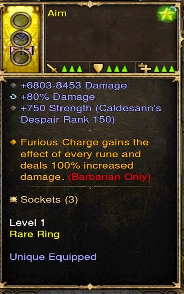 Furious Charge Gains Effect of EVERY Rune Barbarian Modded Ring (Unsocketed) Aim - Diablo 3 Mods Store - Seasonal and non-seasonal - Modded Items and Gear for PlayStation 4, PlayStation 5, Nintendo Switch, and Xbox One