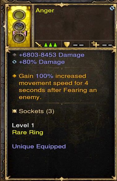 Gain 100% Movement Speed Fear FOH Modded Ring (Unsocketed) Anger - Diablo 3 Mods Store - Seasonal and non-seasonal - Modded Items and Gear for PlayStation 4, PlayStation 5, Nintendo Switch, and Xbox One