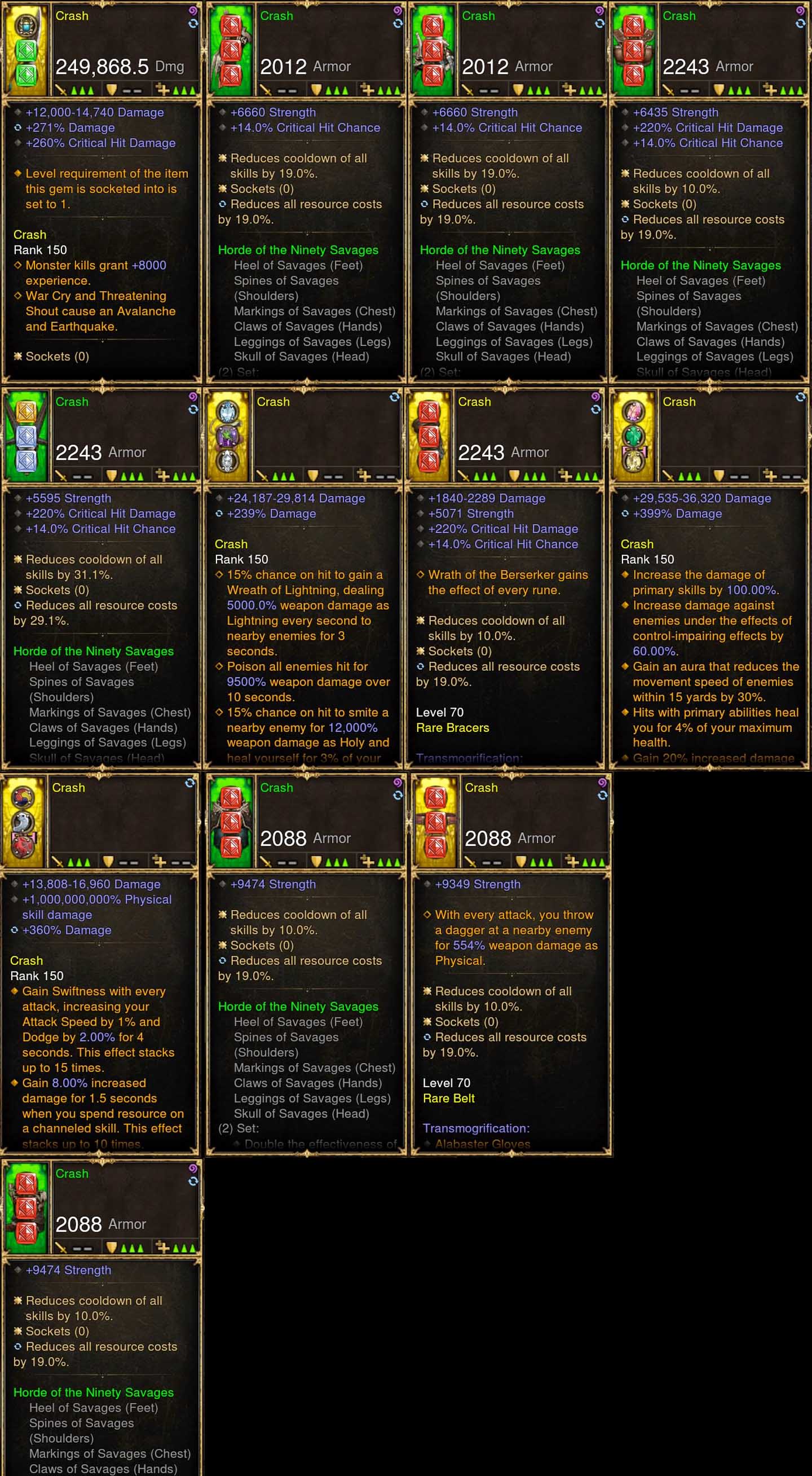 Diablo 3 Immortal v3 Savages 2.6.8 Barbarian Modded Set for Rift 150 Crash - Diablo 3 Mods Store - Seasonal and non-seasonal - Modded Items and Gear for PlayStation 4, PlayStation 5, Nintendo Switch, and Xbox One